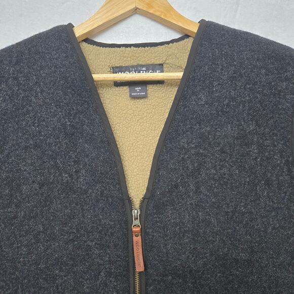 Woolrich Mens Classic Countryside Heritage Wool Sherpa Lined Charcoal Zip Vest M - Picture 2 of 11